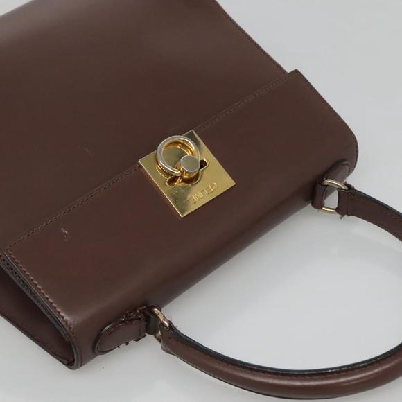 CELINE Hand Bag Leather Brown Gold Auth mr1262 - Picture 6 of 16